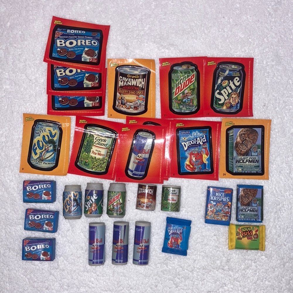 Wacky packages stickers and erasers